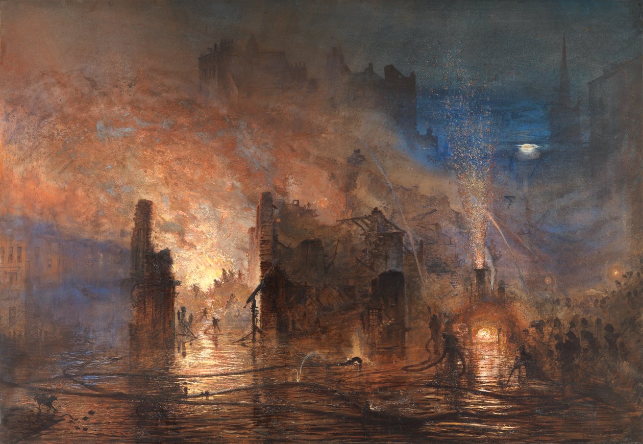 Pożar w Clerkenwell, 28 lipca 1876 r. autorstwa Andrew MacCallum