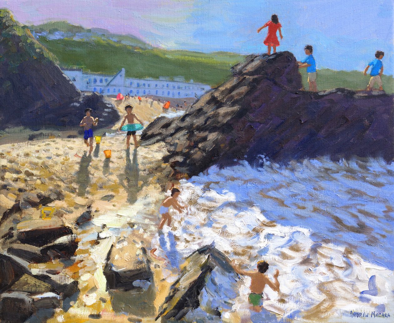 Wspinaczka po skałach, St Ives, autorstwa Andrew Macara