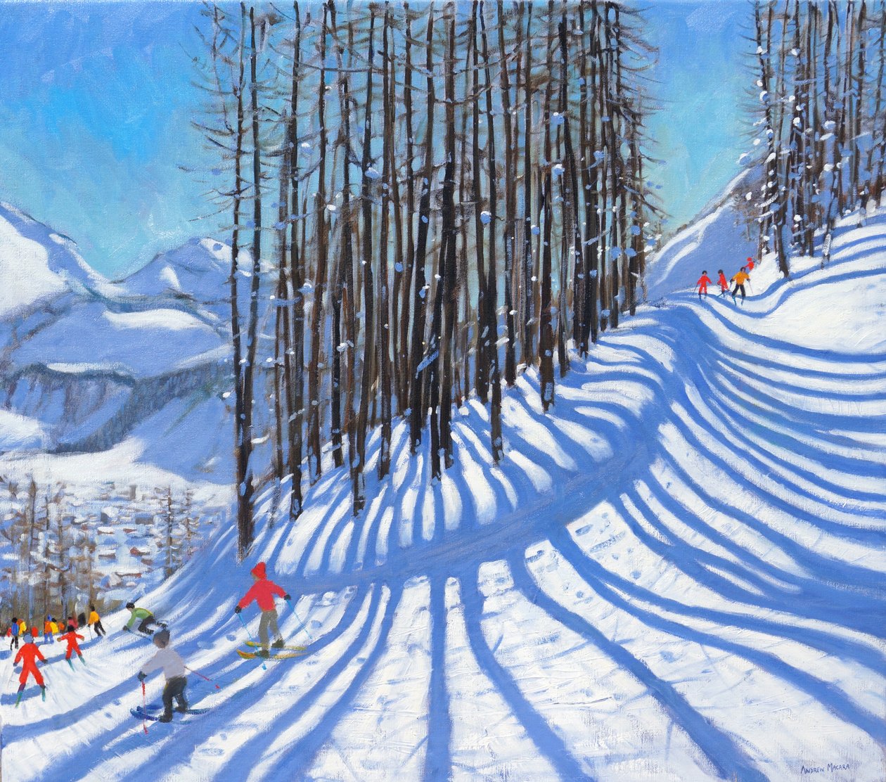 Narciarstwo,La Daille,Tignes,Francja.2015,(olej na płótnie) autorstwa Andrew Macara