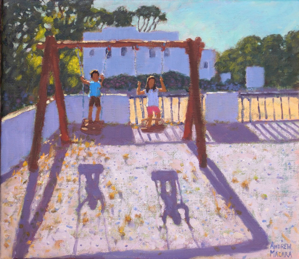 Letnia huśtawka, Folegandros, wyspy greckie, sierpień 2017, autorstwa Andrew Macara