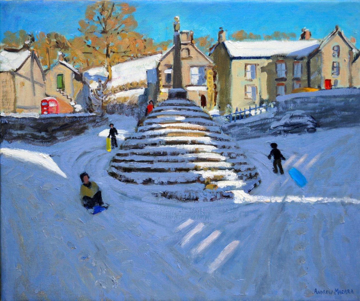 Zima, Wioska Bonsall, 2014 (olej na płótnie) autorstwa Andrew Macara