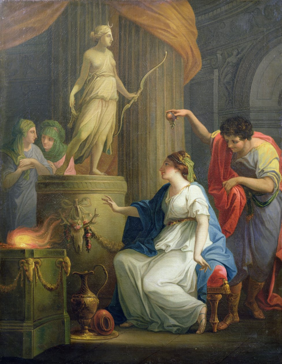 Akkoncjusz i Cydypp przed ołtarzem Diany autorstwa Angelica Kauffmann