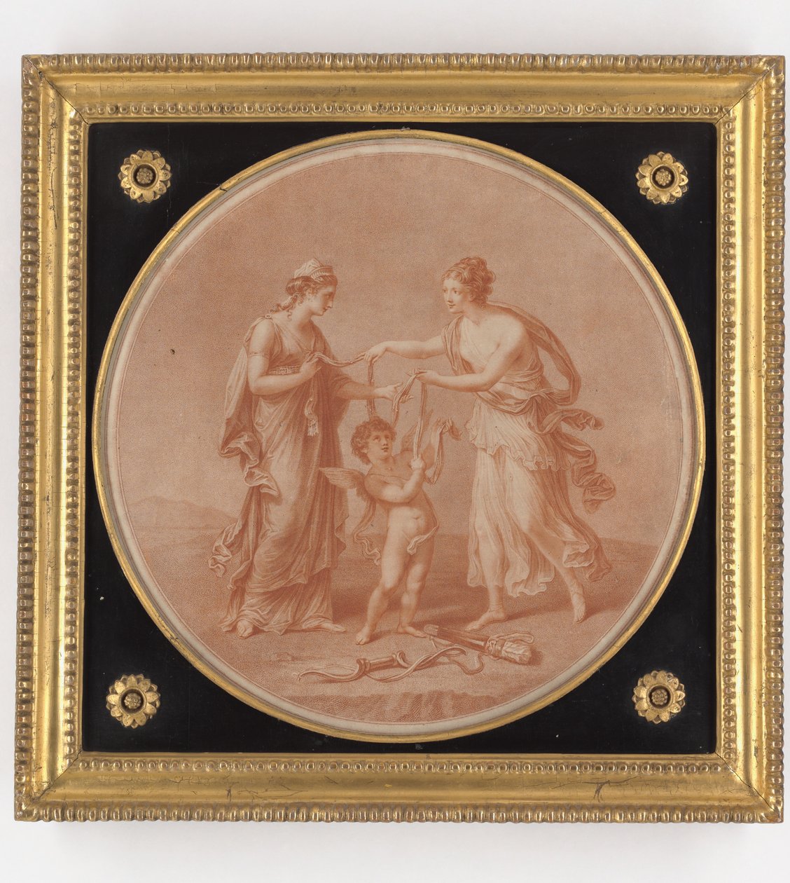 Juno, Wenus i Kupidyn, grafika wykonana przez Williama Wynne Rylanda, 1777 (grafika punktowana) autorstwa Angelica Kauffmann