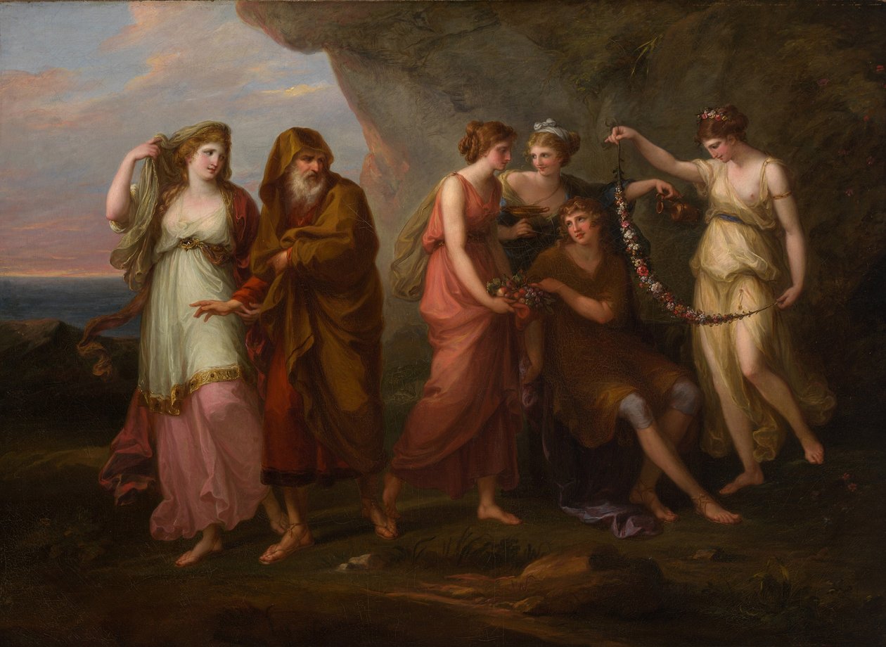 Telemach i nimfy Kalipso, 1782 autorstwa Angelica Kauffmann