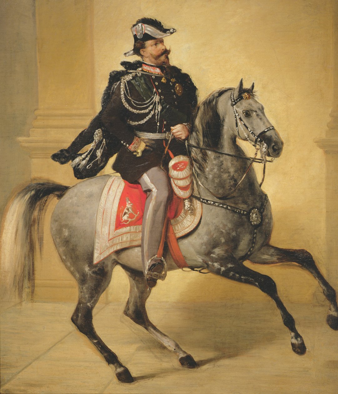 Portret jeździecki Wiktora Emanuela II z Włoch autorstwa Angelo Inganni
