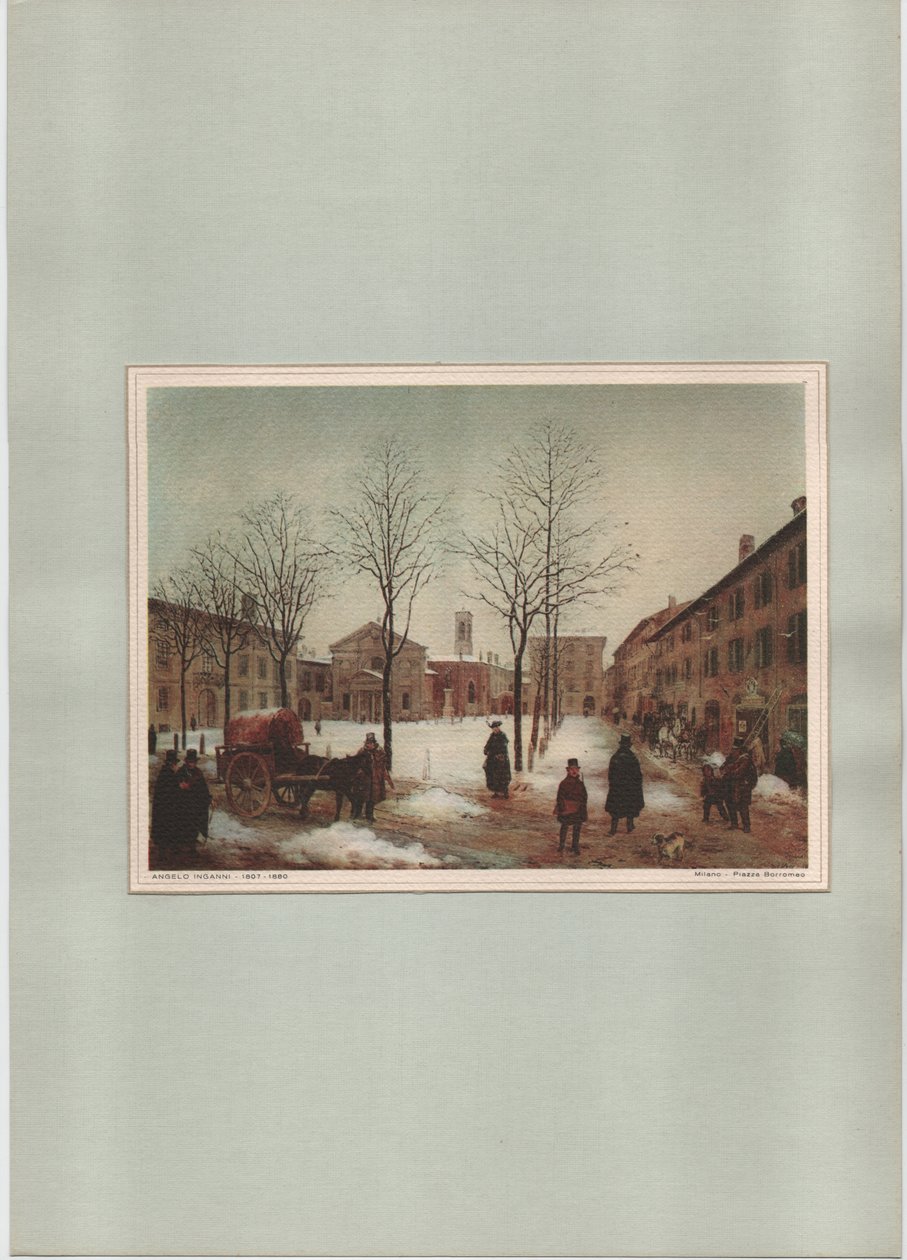 Mediolan - Piazza Borromeo, nieznany (druk) autorstwa Angelo Inganni