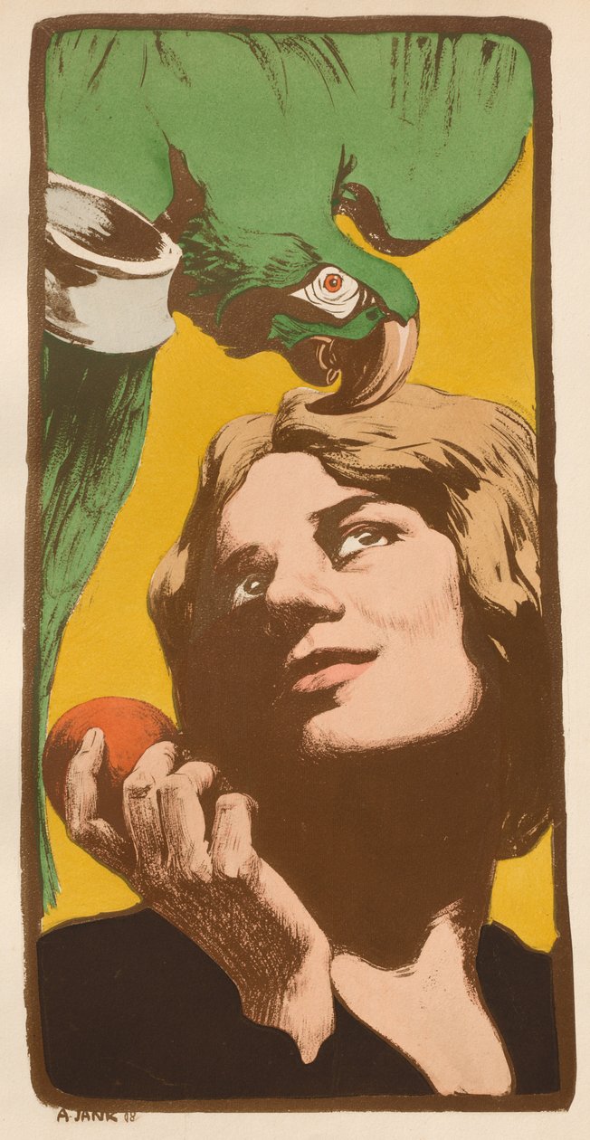 Kobieta z papugą, 1898. autorstwa Angelo Jank