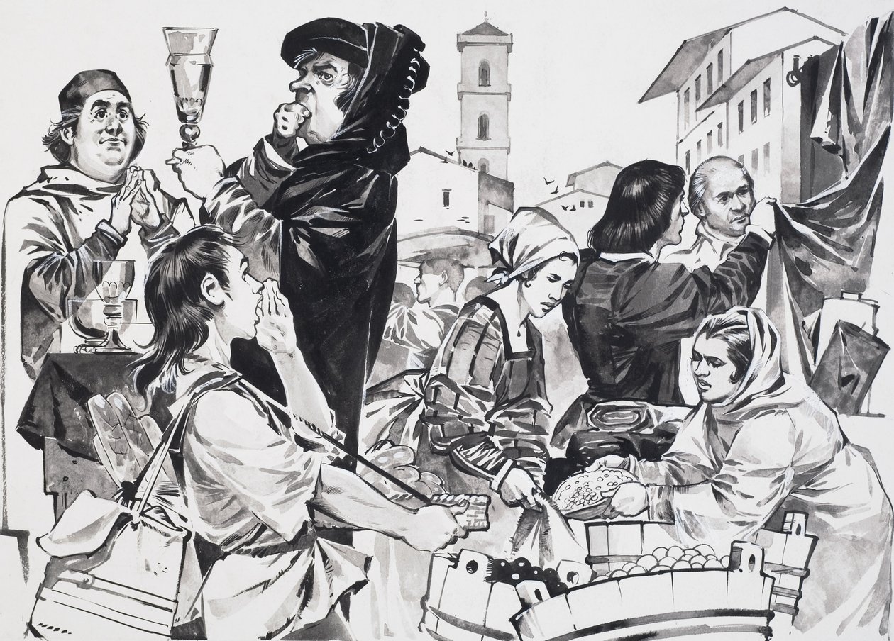 Florentine Trading (gwasz na papierze) autorstwa Angus McBride
