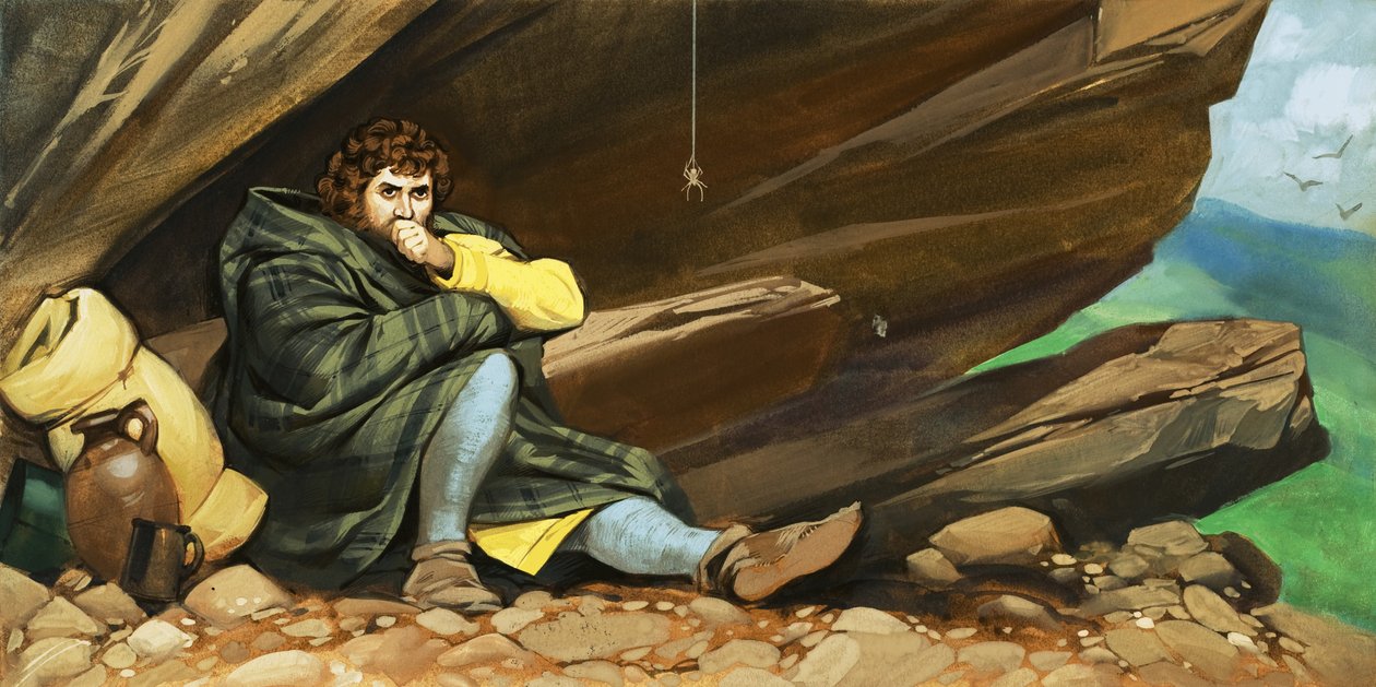 Robert Bruce i pająk autorstwa Angus McBride