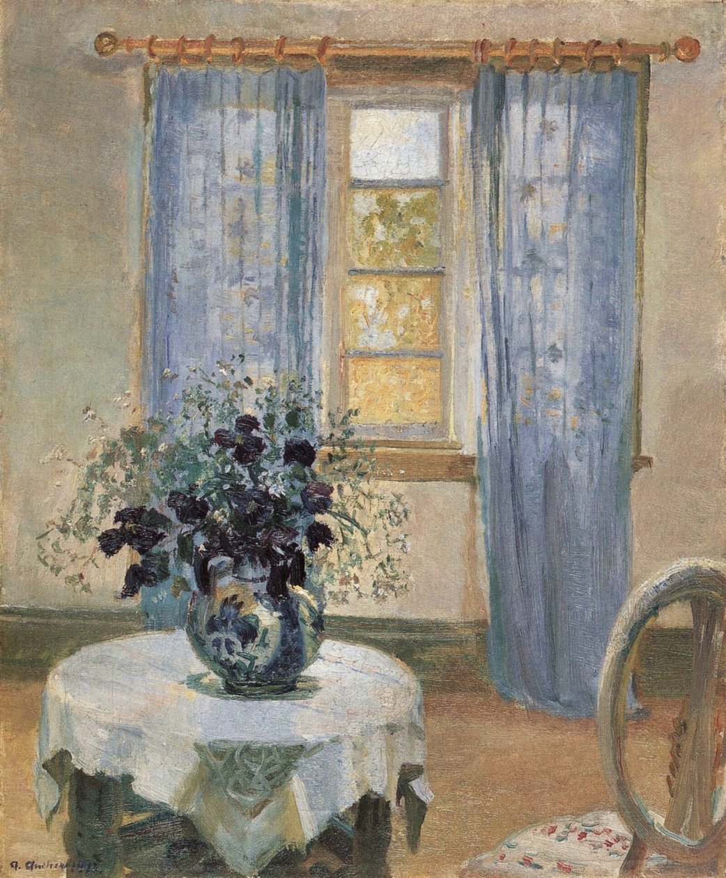 Powojnik niebieski w pracowni artysty autorstwa Anna Ancher