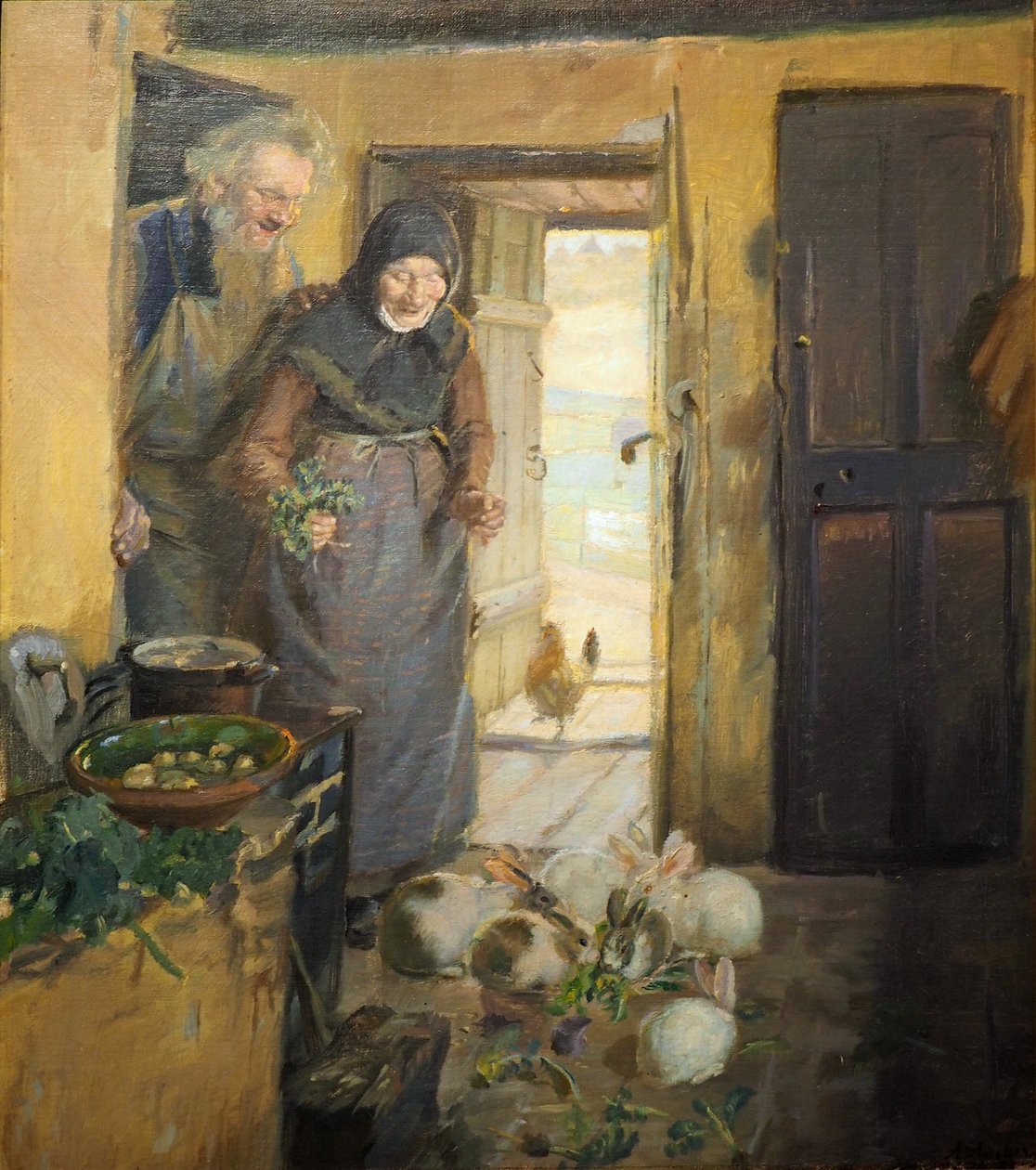 Staruszkowie z zające autorstwa Anna Ancher
