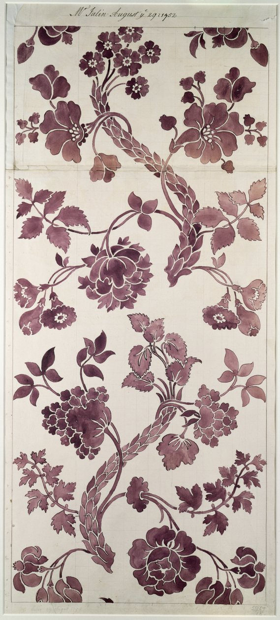Projekt na jedwabny adamaszek, 1752 autorstwa Anna Maria Garthwaite