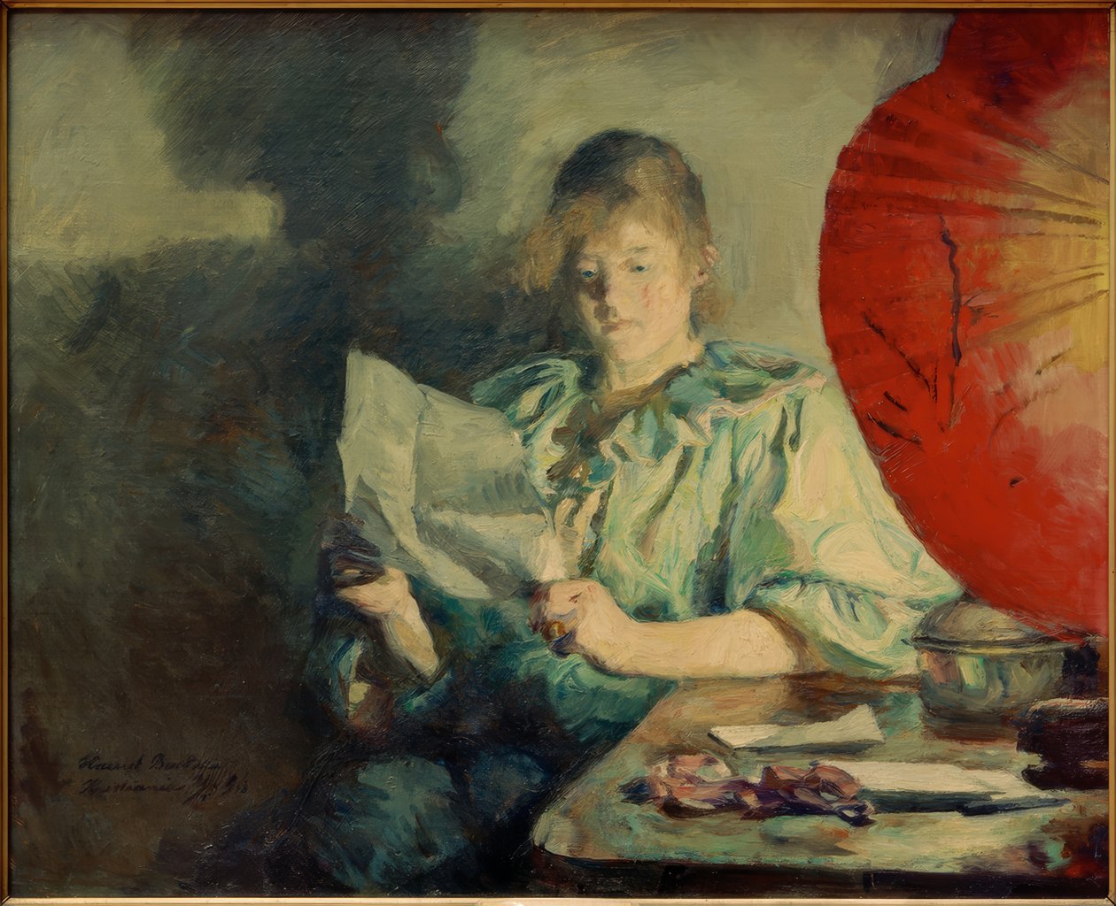 Wieczór, wnętrze autorstwa Anna Ancher