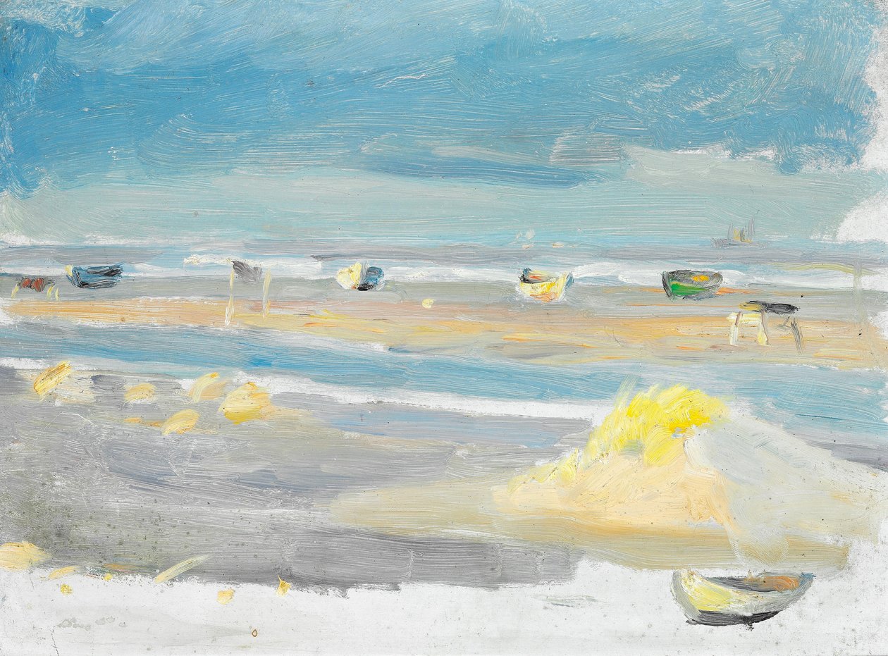 Łodzie na plaży, Skagen. autorstwa Anna Ancher