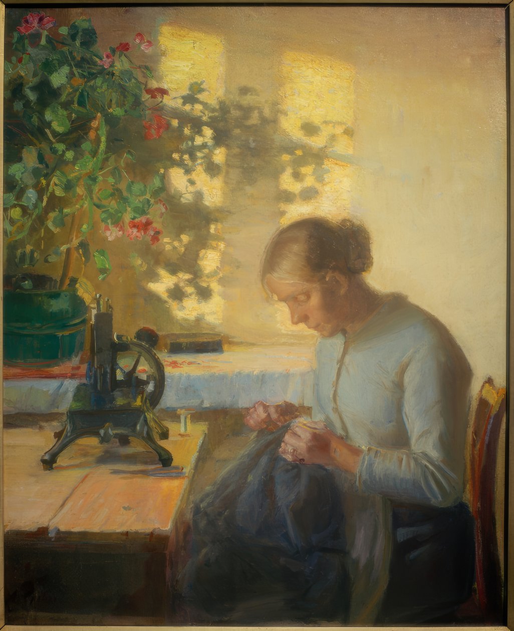 Szyjąca córka rybaka autorstwa Anna Ancher