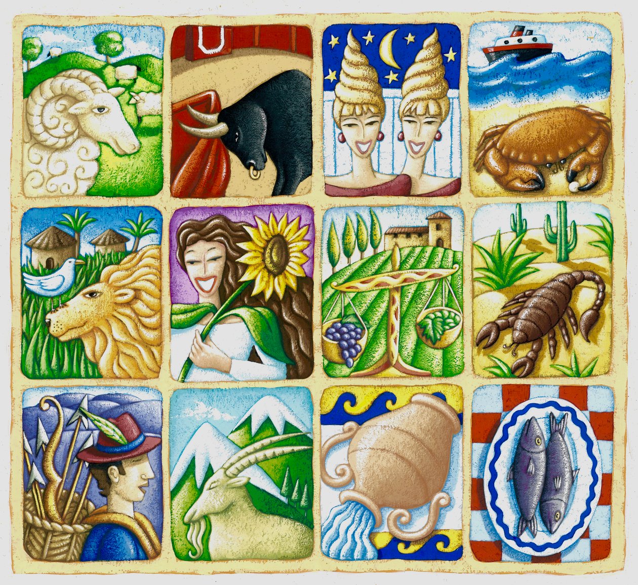 Zodiak, 2016 (gwasz) autorstwa Annalisa Morrocco