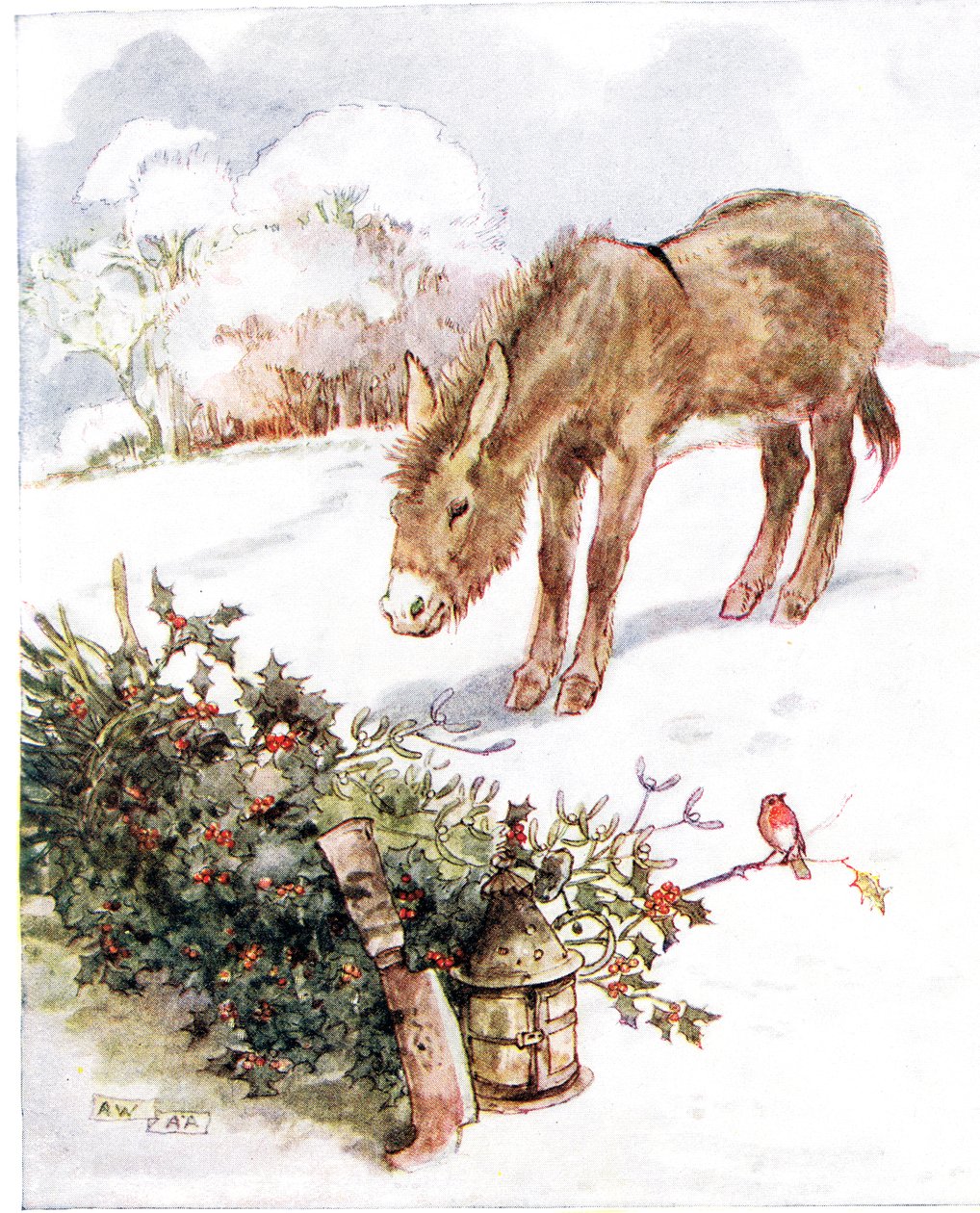 — Bardzo zimne i zmielone, całe białe. Nie mogę znaleźć nic do jedzenia”, ilustracja z „The Naughty Neddy Book”, wydanej przez Thomas Nelson und Sons, lata 20. autorstwa Anne Anderson