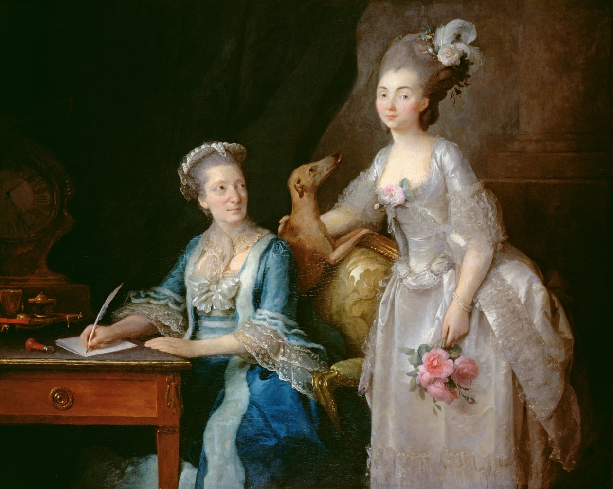 Portret starszej pani z córką autorstwa Anne Vallayer Coster