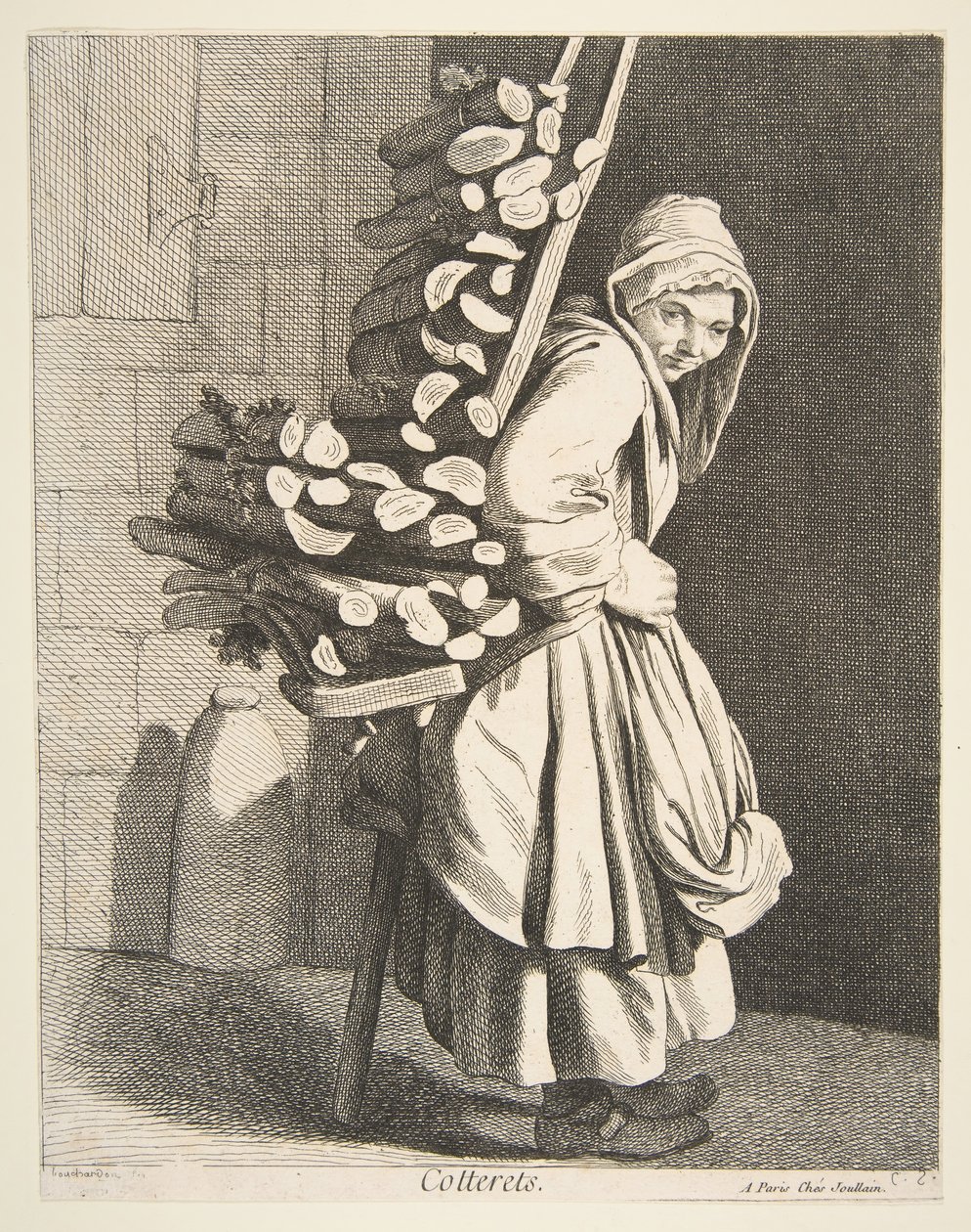 Sprzedawca drewna opałowego w pakietach, 1746. autorstwa Anne Claude Philippe de Caylus