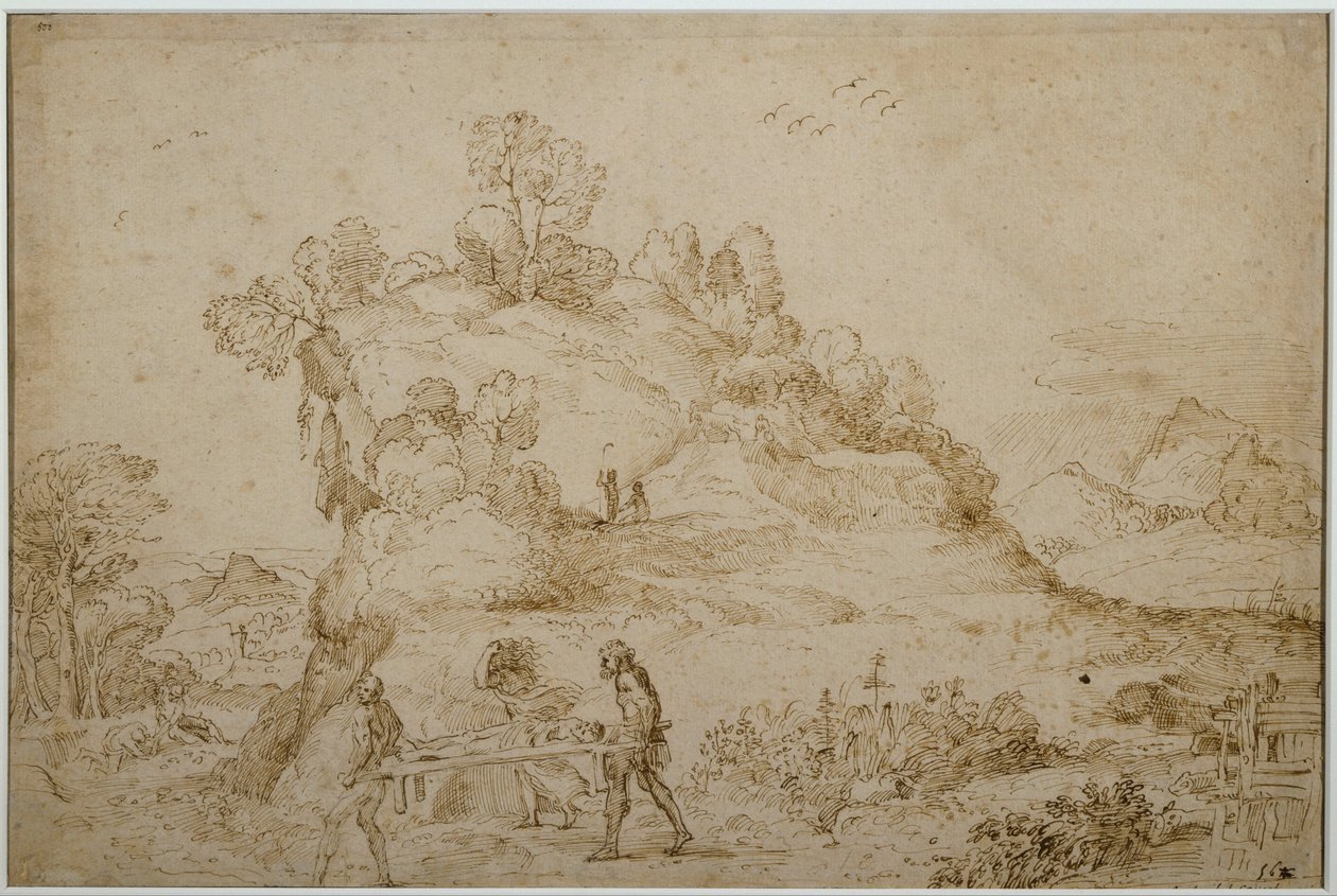 Krajobraz i postacie autorstwa Annibale Carracci