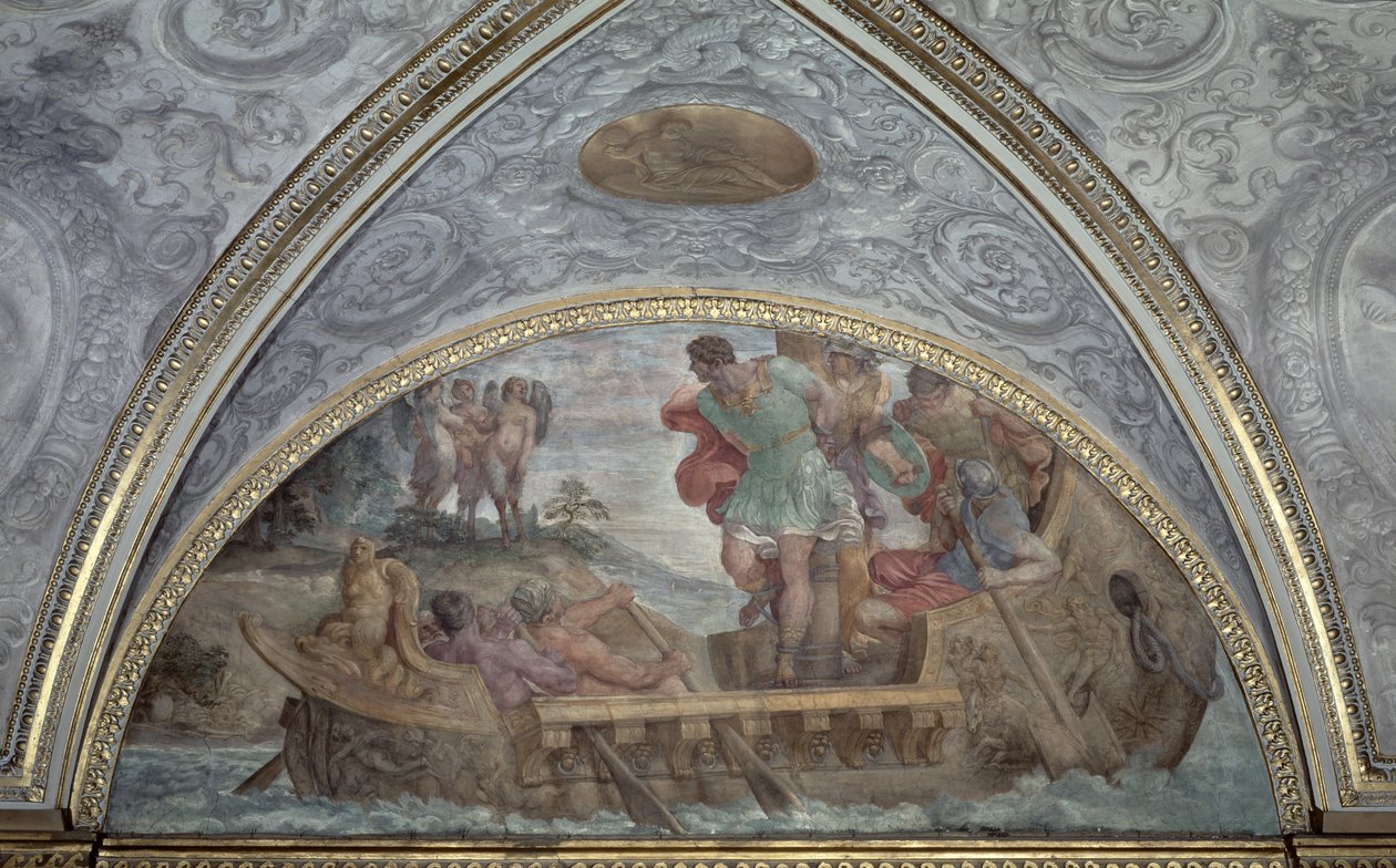 Luneta przedstawiająca Odyseusza i Syreny, z "Camerino", 1596 r. autorstwa Annibale Carracci