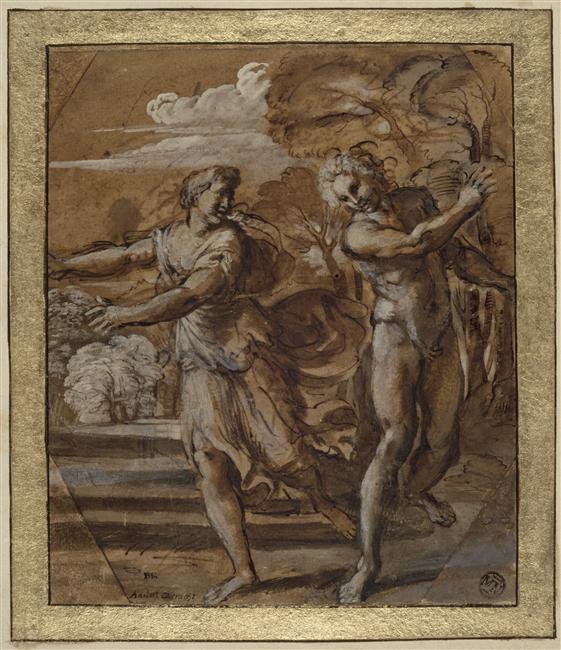 Studium dla Lupercalia Palazzo Magnani Frescoes, Bolonia autorstwa Annibale Carracci