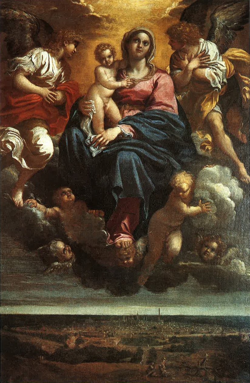 Dziewica z Dzieciątkiem w chmurach autorstwa Annibale Carracci
