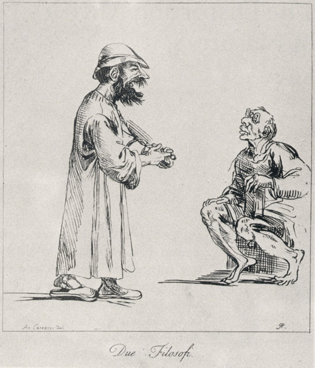 Dwaj filozofowie, rytowany przez Arthura Pond, 1739 autorstwa Annibale Carracci