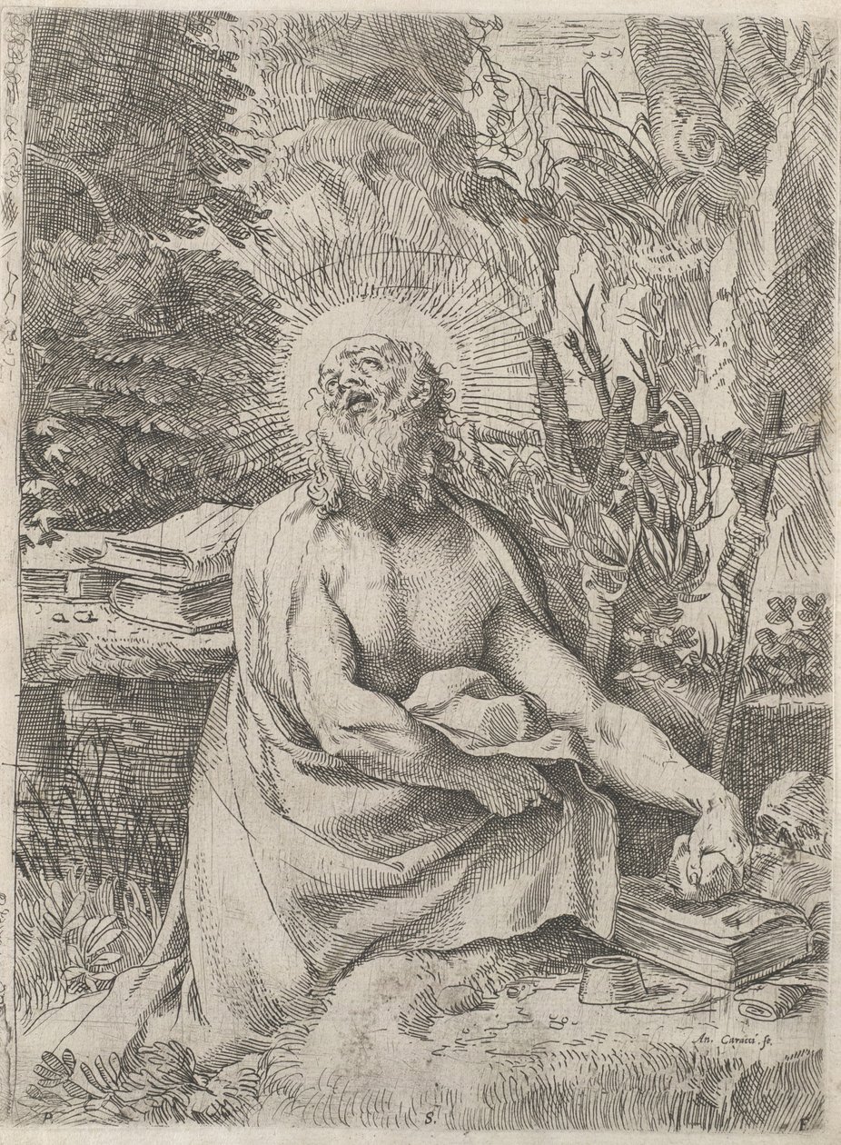 Święty Hieronim na pustkowiu, ca. 1591. autorstwa Annibale Carracci