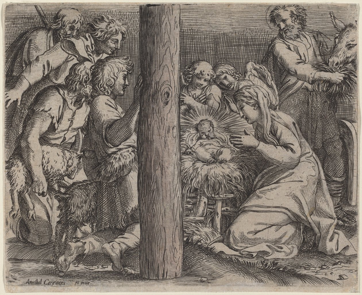Adoracja pasterzy autorstwa Annibale Carracci