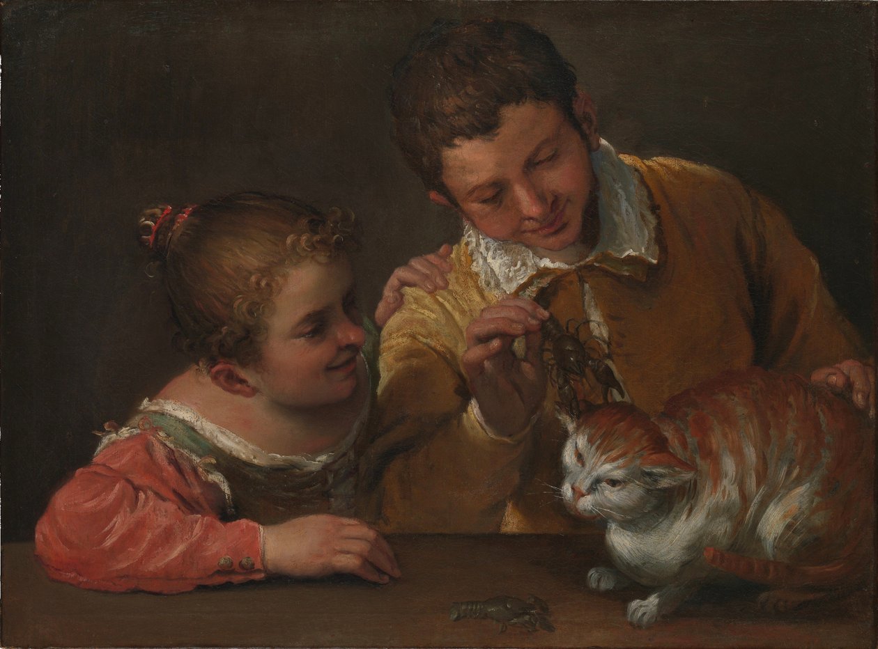 plDwoje dzieci drażniących kota autorstwa Annibale Carracci