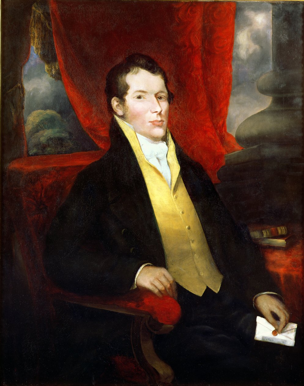 Portret Johna Macarthura (1767-1834), współzałożyciela australijskiego przemysłu wełnianego, przywódcy „Rebelii Rumowej” przeciwko gubernatorowi Williamowi Blighowi, ok. 1820 autorstwa Unbekannt Unbekannt