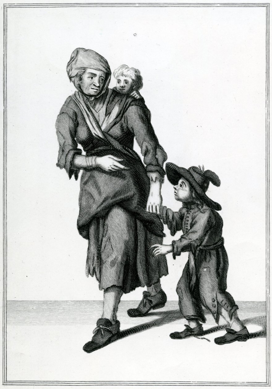 The London Beggar, Cries of London, ok. 1688 r. autorstwa Unbekannt Unbekannt