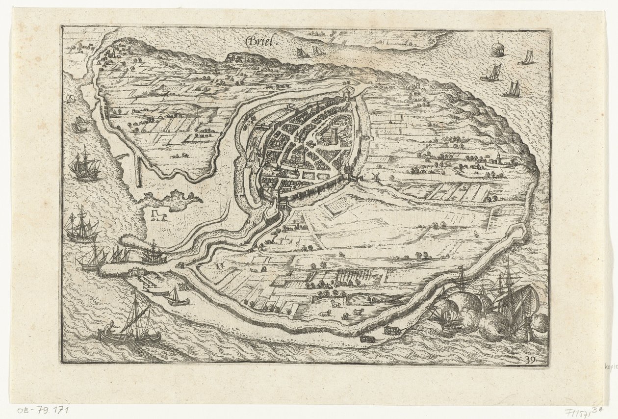 Mapa Den Briel, 1572 autorstwa Anonymous