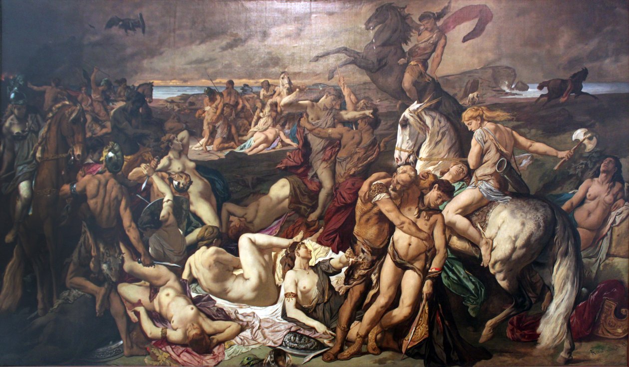 Bitwa Amazonek (wersja druga) autorstwa Anselm Feuerbach