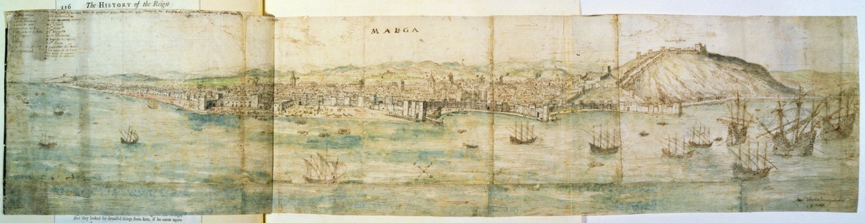 Malaga, XVI w. (pióro, tusz i wc na papierze) autorstwa Anthonis van den Wyngaerde