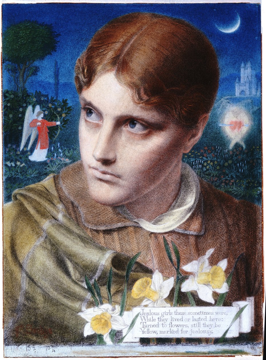 Zazdrość (kreda i ołówek na tablicy) autorstwa Anthony Frederick Augustus Sandys