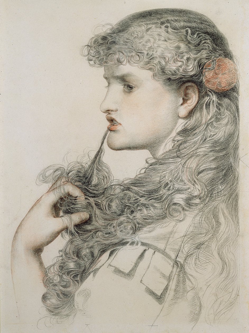 Dumna Maisie, 1893, (ołówek i czerwona kreda na papierze) autorstwa Anthony Frederick Augustus Sandys