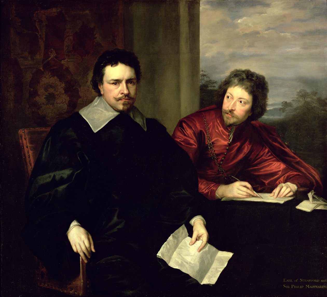 Portret Thomasa Wentwortha, hrabiego Strafford (1593-1641) i jego sekretarza, sir Philipa Mainwaringa (1589-1661), ok. 1634 r. autorstwa Anthony van Dyck