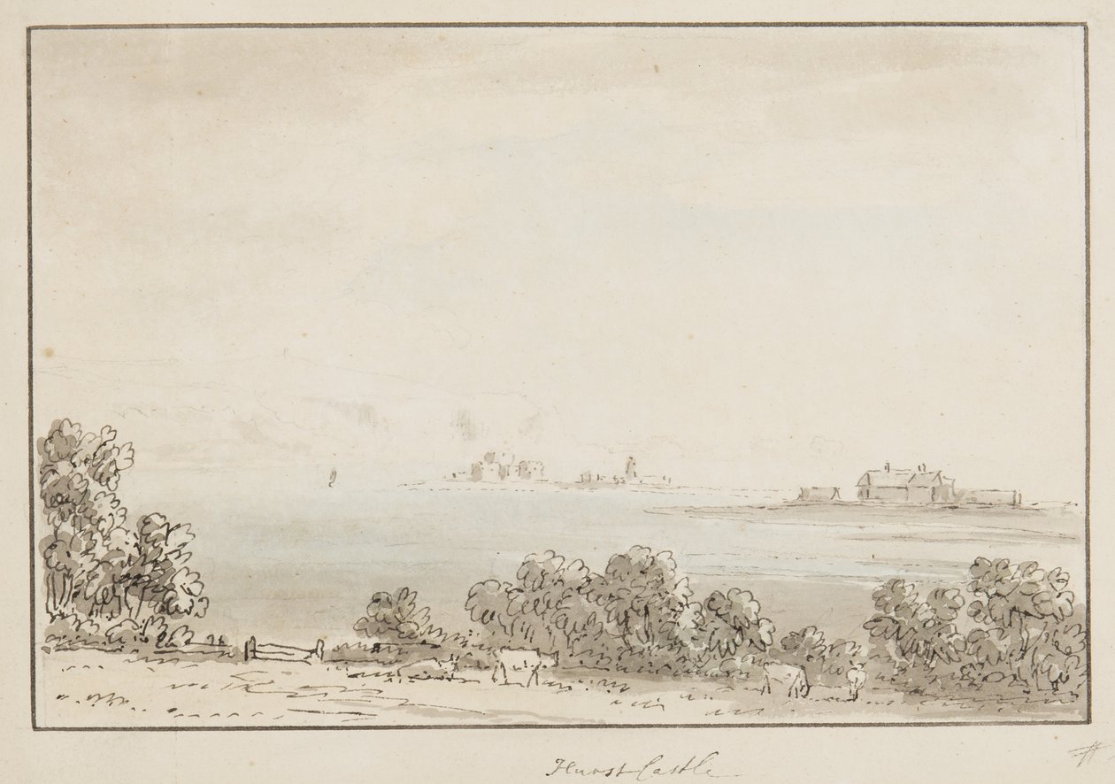 Hurst Castle (atrament i toaleta na papierze) autorstwa Anthony Devis