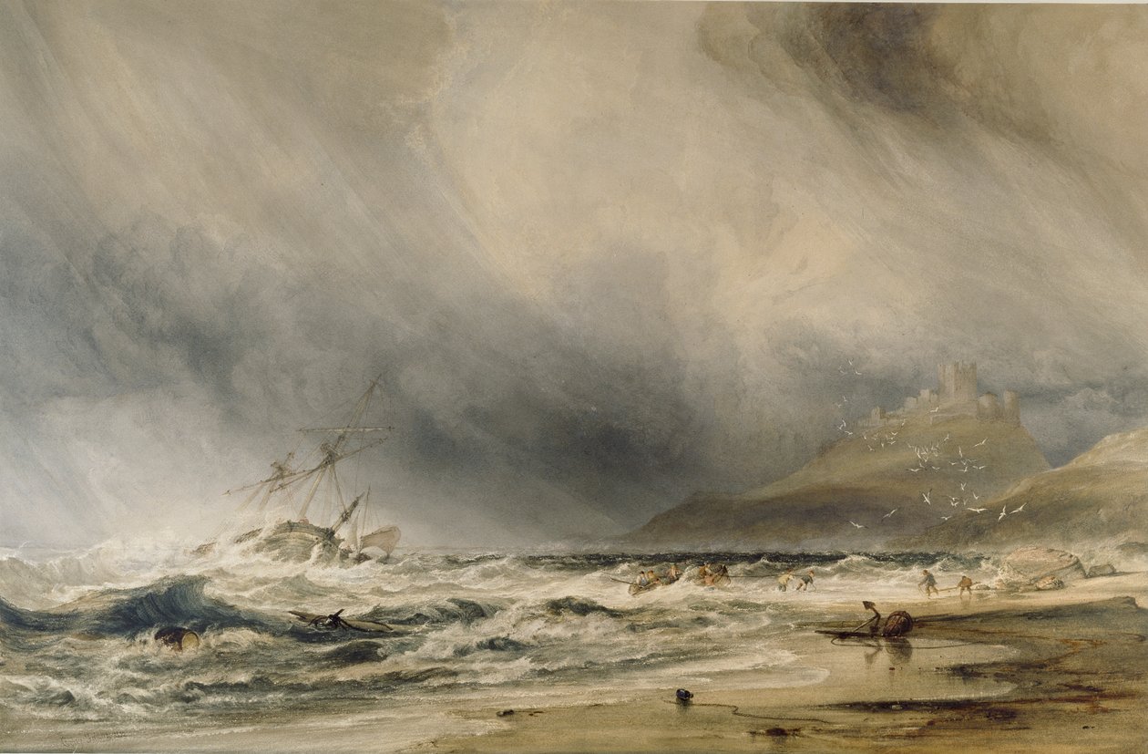 Zamek Bambourough, 1852 autorstwa Anthony Vandyke Copley Fielding