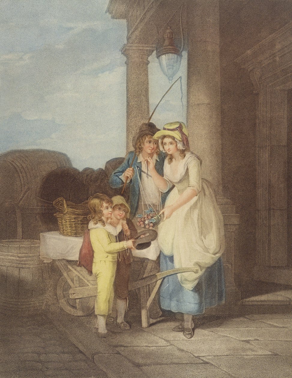 „Cries of London” pl.8: Okrągłe i brzmiące pięć pensów za funt Duke Cherries, wg Francisa Wheatleya (1747-1801) 1795 autorstwa Antoine Cardon