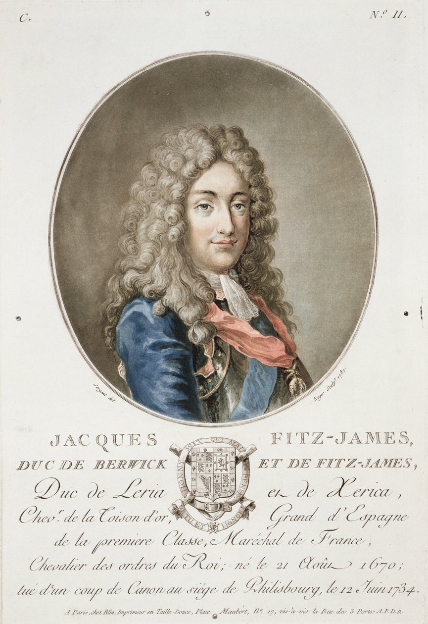 James Fitzjames (1670-1733), 1. książę Berwick, z „Portrety wielkich mężczyzn, znamienitych kobiet i pamiętnych poddanych Francji”, ryt. Roger, 1787, opublikowany 1787-92 autorstwa Antoine Louis Francois Sergent Marceau