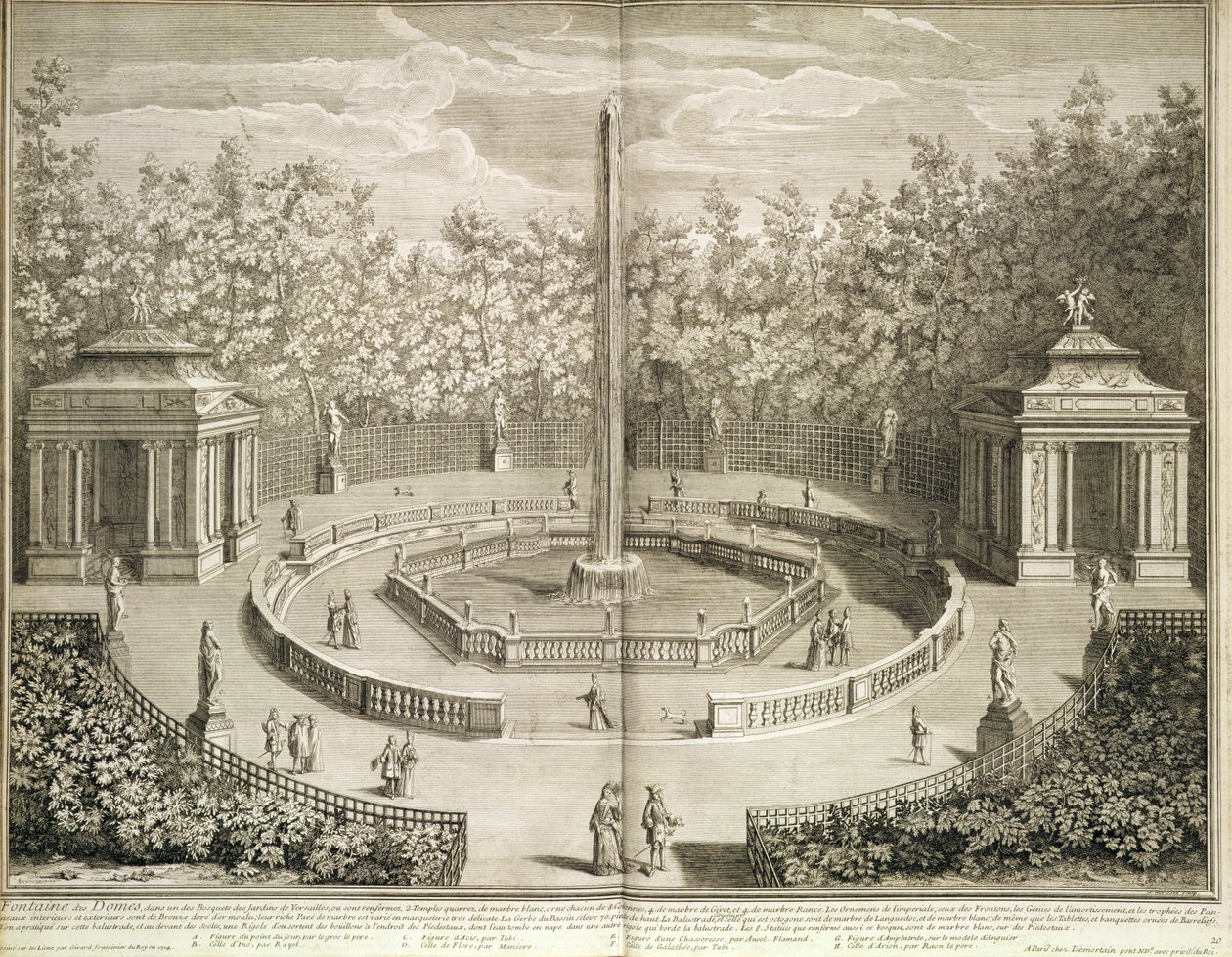 Fontanna Kopuł, Wersal, ok. 1715 (akwaforta) autorstwa Antoine Herriset