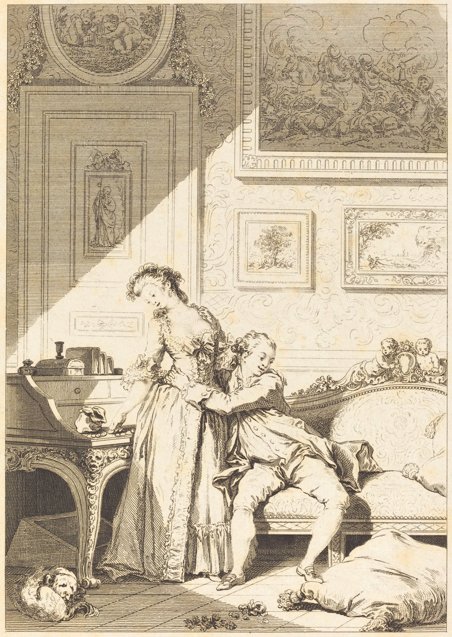 Skąpa kobieta, szarmancki oszust. autorstwa Antoine Jean Duclos