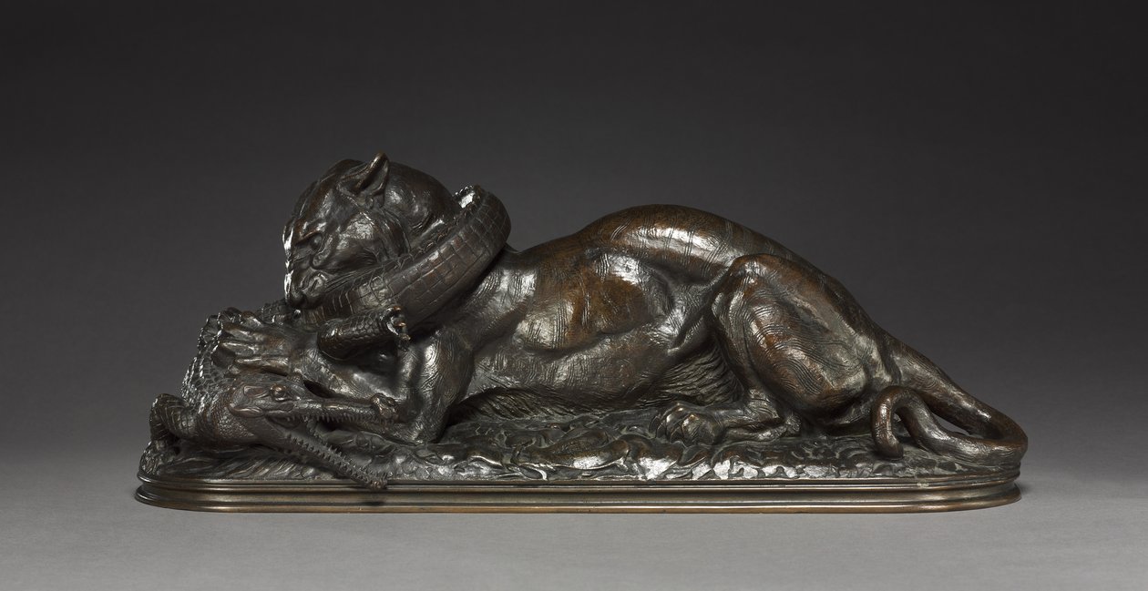 Tygrys pożerający gawiala, 1831. autorstwa Antoine Louis Barye