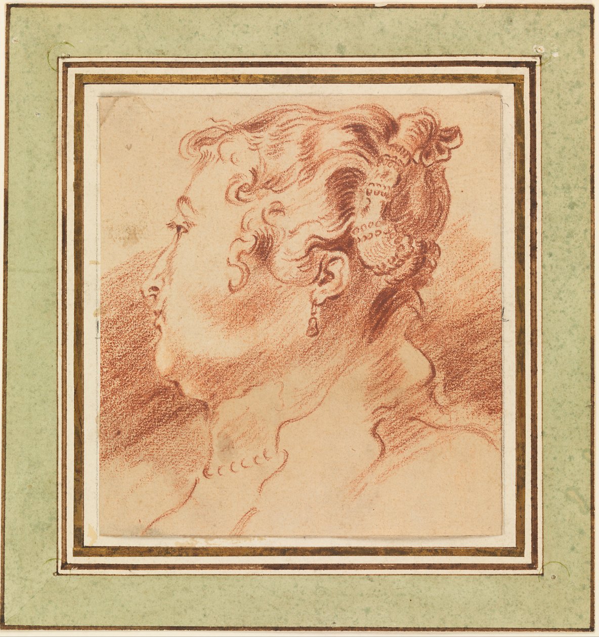 Studium głowy kobiety autorstwa Antoine Watteau