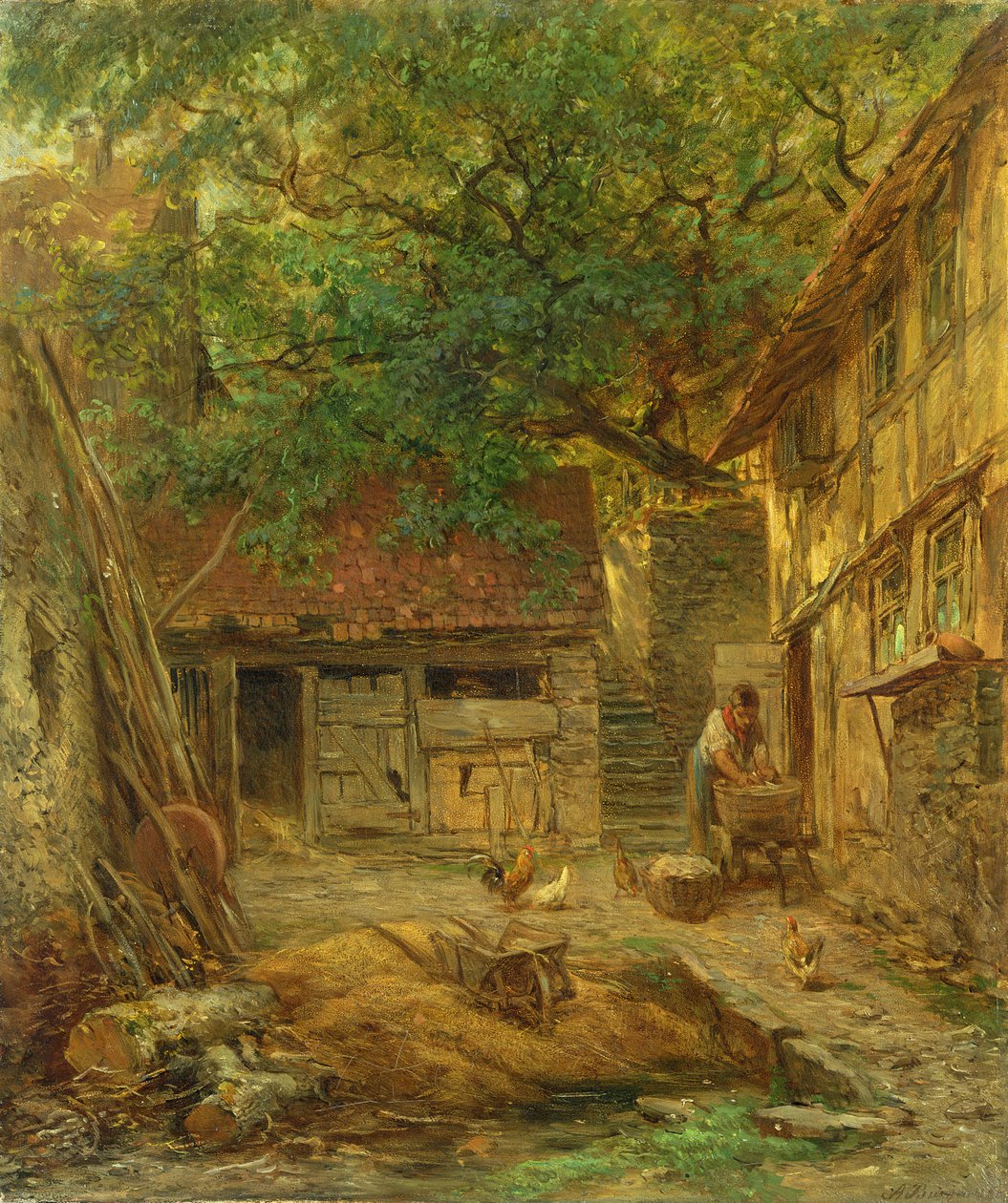 Dziedziniec wiejski, 1862 autorstwa Anton Burger