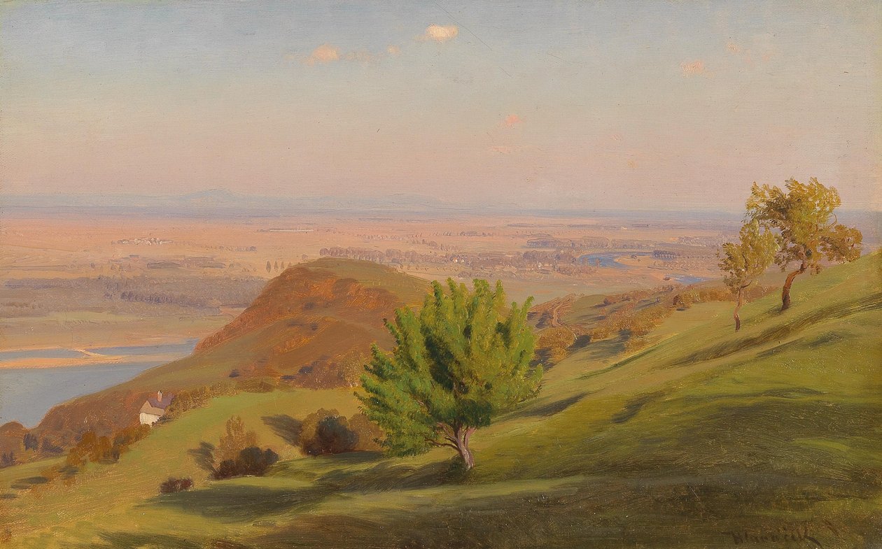 Donaulandschaft bei Wiennangielski: Krajobraz Dunaju w pobliżu Wiednia autorstwa Anton Hlavacek