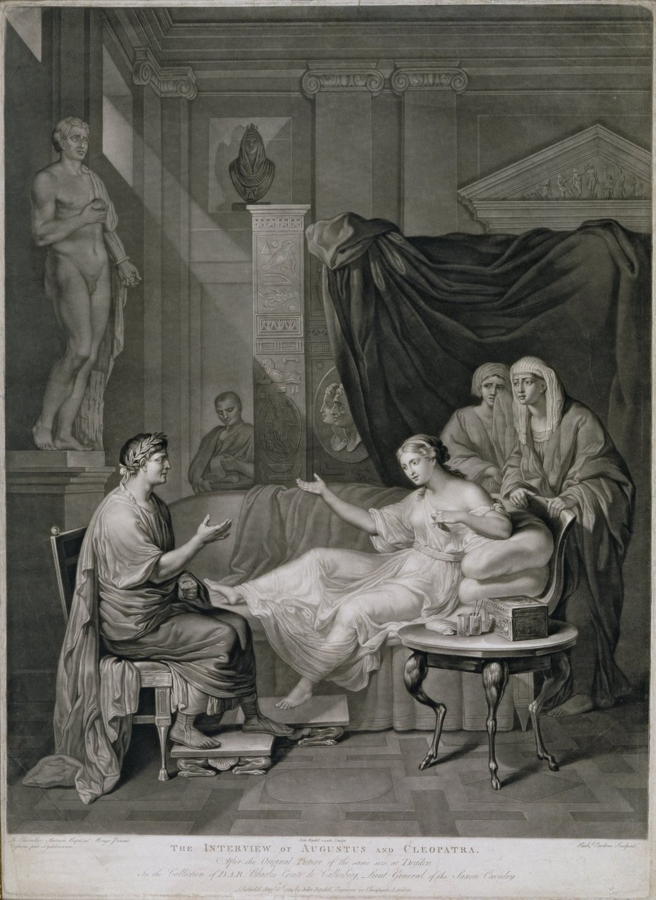 Rozmowa Augusta i Kleopatry, rycina Richarda Earloma (1743-1822), opublikowana w 1784 r. autorstwa Anton Raphael Mengs